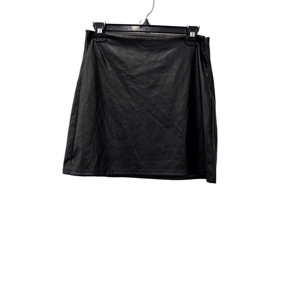 New Good American Women's Size 6/28 BTL Faux Leather Mini Skirt Black